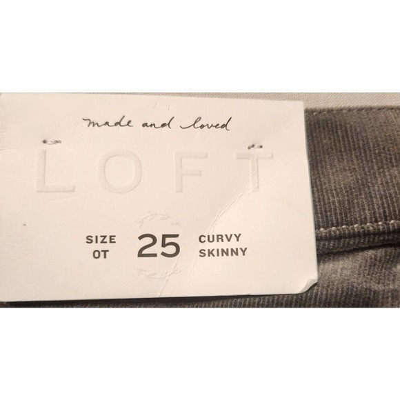 Loft Curvy Skinny Gray Corduroy Pants Women's Size 25 Waist 0T - Picture 4 of 6
